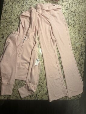 Old Navy Pale Pink Waffle-Knit Hoodie & Lounge Pants Set